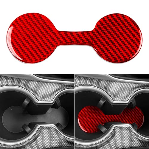 Durable Real Carbon Fiber Car Front Cup Holders Embedded Sticker Compatible with Toyota Camry 2018-2024 2019 2020 2021 2022 2023 Accessories Interior Decal Red - color: Front Cup Holder Pad
