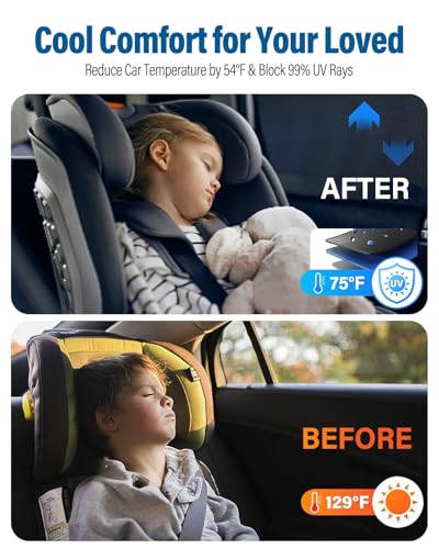 Car Window Shades 2 Pack, FOLUMAD Side Car Window Rear Sun Shades for Baby, Anti-UV Protection Breathable Mesh Camping Window Covers for Truck SUV, Protect Privacy for Kids, Family - size: Large02