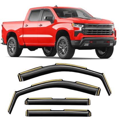 in-Channel Window Rain Guards Fit for Chevy Silverado 1500 & GMC Sierra 1500 Crew Cab 2019-2026 Extra Durable Window Deflectors Window Vent Visors Truck Vent Shades Exterior Car Accessories - size: 2019-2026 Chevy Silverado/GMC Sierra 1500 Crew Cab