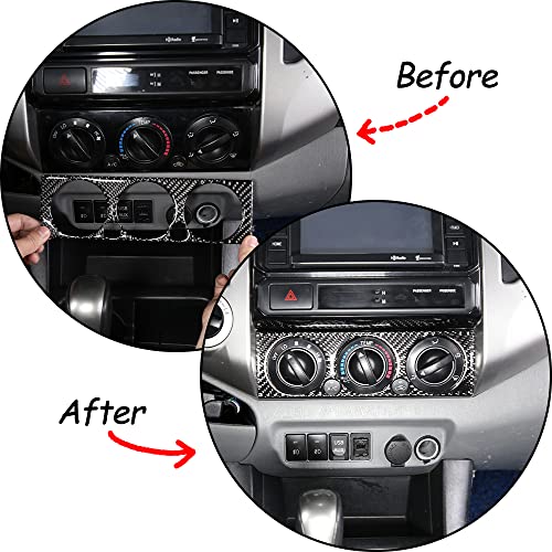 Soft Carbon Fiber Car Center Control Air Conditioning Adjustable Trim Sequins Stickers Trim Fit For Toyota Tacoma 2006 2007 2008 2009 2010 2011 2012 2013 2014 2015 (Black Carbon Fiber) - color: Black Carbon Fiber
