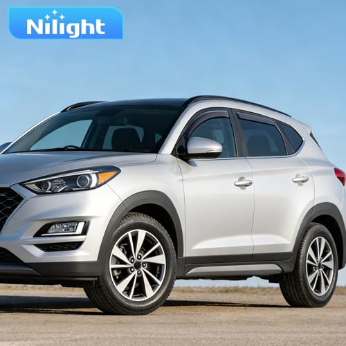 Nilight in-Channel Rain Guards for Hyundai Tucson 2016 2017 2018 2019 2020, Fits Gas Model Only Not Fits Hybrid/Electric Versions, Light Smoky Blue Window Visor, Fresh Air Ventilation, 4PCS - color: Hyundai Tucson 2016-2020