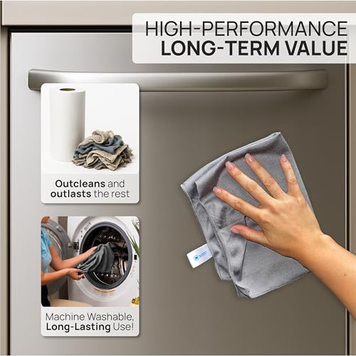 Claro Stainless Steel Cleaner Cloth 8-Pack – Microfiber Cleaning Cloths for Appliances, Sinks & Fridge | Lint-Free Streak-Free Stainless Reusable Alternative to Chemical Cleaners - style: Stainless Steel Cleaning Pack