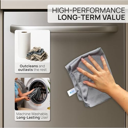 Claro Stainless Steel Cleaner Cloth 8-Pack – Microfiber Cleaning Cloths for Appliances, Sinks & Fridge | Lint-Free Streak-Free Stainless Reusable Alternative to Chemical Cleaners - style: Stainless Steel Cleaning Pack
