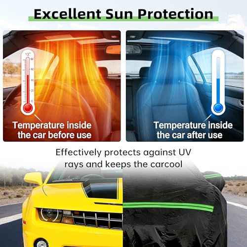Car Cover for Chevy Camaro 2010-2025, Custom Fit Waterproof All Weather Full Car Cover, Windproof Outdoor Cover with Driver-Side Zipper Door - size: for Chevy Camaro