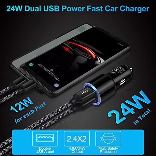 Car Charger, 3Pack 4.8A Rapid Car Phone Charger - USB Cigarette Lighter for iPhone 15 14 13 12 11 Pro Max SE XR XS X 8 7 6, Samsung Galaxy S23 S22 S21 S20 A13 A32 S10 S9 S8 S7, Android