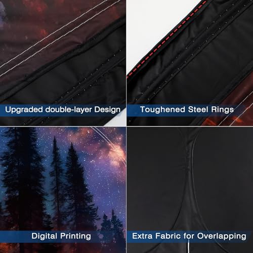 Car Windshield Sun Shade - Reflector Sunshade Offers Ultimate Protection for Car Interior, Cool Reflective Sun Blocker Fits Small Sedans, Mini SUVs - color: Starry Purple Sky