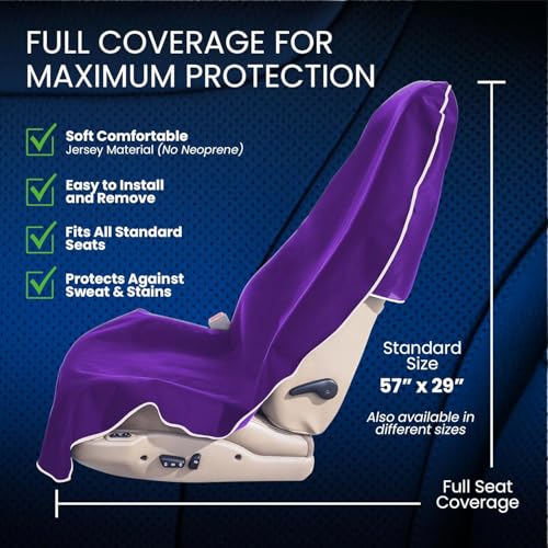 Dri Seats Waterproof Car Seat Cover – Premium Sweat Towel with Slip Resistant Backing for Front Seats in Cars, Trucks, SUVs – Universal Seat Covers & Liner, Easy Install (Purple, Large) - color: Purple, size: Large