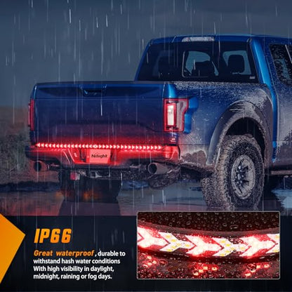 Nilight Truck Tailgate Light Strip 60Inch Arrow 540 LED with Red Running Brake Lights Amber Turn Signals Strobe Lights - color: 60" Tailgate Light Strip Red/Amber Arrow