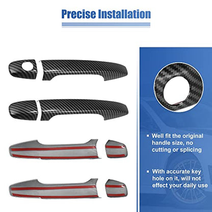 X AUTOHAUX 8 Pcs Car Door Handle Cover Trim Carbon Fiber Pattern W/Key Hole for Subaru WRX STi 2015-2021 Door Handle Protector Trim Exterior Decoration No Keyless Hole