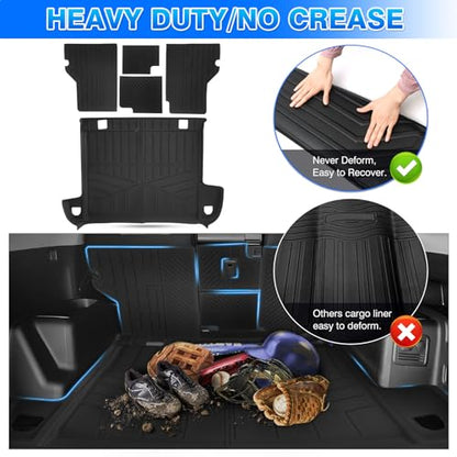 4Runner Cargo Liner - Trunk Mat for Toyota 4Runner 5 Seats 2010-2024 (W/0 Sliding Tray & No 3rd Seat), All Weather Cargo Mat for 4Runner Accessories, Heavy Duty Car Mats, Car Accessories - size: 2)Toyota 4Runner 10-24
