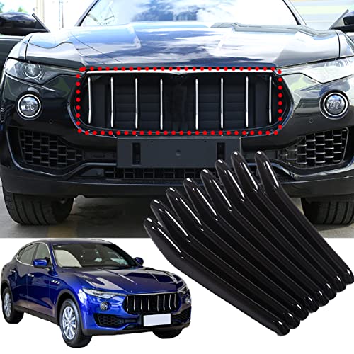 8pcs Car Styling ABS Plastic Exterior Front Grill Decoration Strips Cover Trims For Maserati Levante 2016 2017 2018 Auto Accessories (Glossy Black) - color: Glossy Black