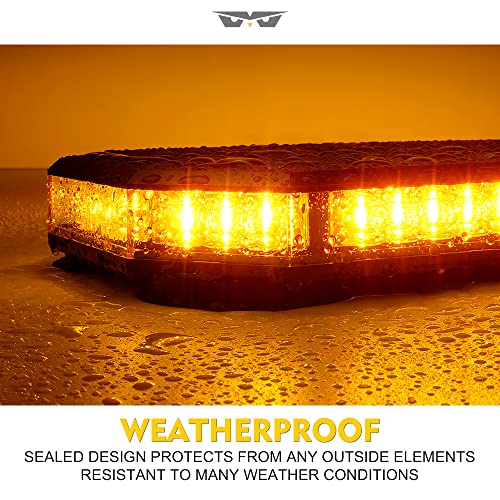 LUMENIX 42 LED Roof Top Strobe Beacon Light Bar Hazard Warning Emergency Flashing Plow Lights with Controller for Construction Vehicles Tow Trucks Postal Mail Cars Snowplow Amber (Patent Design) - color: Amber