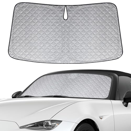 6 Layers Custom Fit Windshield Sun Shade for 2016-2025 Mazda MX-5, Foldable Car Sunshade with Storage Bag, Heat Reflective & UV Protection - size: 2016-2025 Mazda MX-5