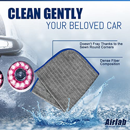 Airlab Microfiber Towels for Cars Wash Drying Auto Detailing, Highly Absorbent, Lint-Free, Streak-Free, All-Purpose Cleaning Cloths for Household, 16" x 16", Pack of 8, Grey - color: Dark Grey, Pack of 8