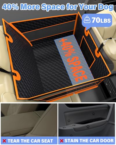 Instraella Dog Car Seat for Large Dogs, Half Back Seat Extender with Hard Bottom, Waterproof Non-Slip Pet Car Seat for Cars, SUVs and Trucks, Fits Medium Dogs - color: Black