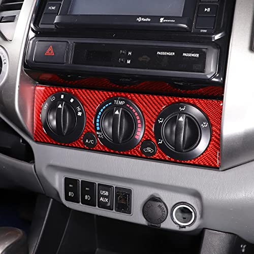 Soft Carbon Fiber Car Center Control Air Conditioning Adjustable Trim Sequins Stickers Trim Fit For Toyota Tacoma 2006 2007 2008 2009 2010 2011 2012 2013 2014 2015 (Red Carbon Fiber) - color: Red Carbon Fiber