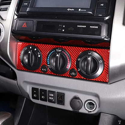Soft Carbon Fiber Car Center Control Air Conditioning Adjustable Trim Sequins Stickers Trim Fit For Toyota Tacoma 2006 2007 2008 2009 2010 2011 2012 2013 2014 2015 (Red Carbon Fiber) - color: Red Carbon Fiber