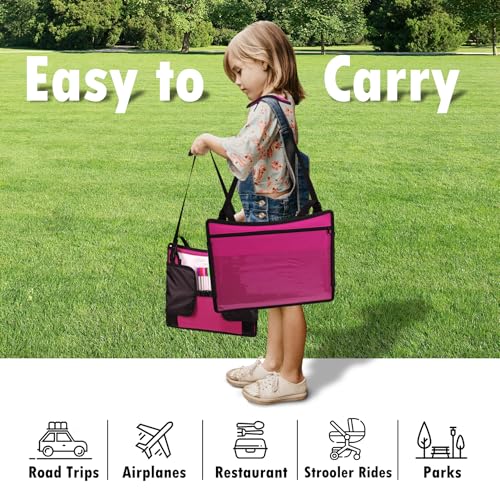 Kids Travel Tray for Airplane - Toddler Car Seat Table Tray, Road Trip Essentials for Boys & Girls, Carseat Lap Desk for Kids Road Trip Activities (Pink-2PCS) - color: Pink-2PCS