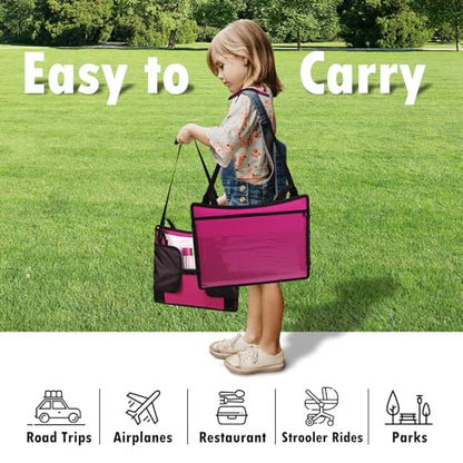 Kids Travel Tray for Airplane - Toddler Car Seat Table Tray, Road Trip Essentials for Boys & Girls, Carseat Lap Desk for Kids Road Trip Activities (Pink-2PCS) - color: Pink-2PCS