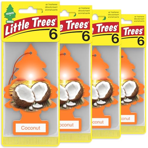 LITTLE TREES Car Air Freshener | Hanging Tree Provides Long Lasting Scent for Auto and Home | 24 Air Fresheners |Coconut - color: Coconut