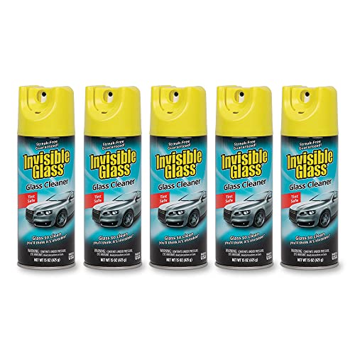 Invisible Glass 91163-5PK Premium Aerosol Glass Cleaner Spray for Car Windshields and Windows, Automotive and Home Window Cleaner, Streak-Free, Ammonia-Free, Tint-Safe – 15 oz (Pack of 5) - size: 15 Ounce (Pack of 5)