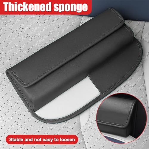 Car Seat Gap Filler Organizer with Lid, Universal Leather Auto Front Seat Storage Box, Adjustable Car Center Console Side Pocket for Phones, Keys, Glasses, Cards, No Seat Belt Block (Black) - color: Black