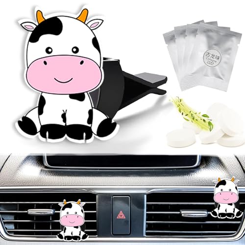 Cute Car Air Freshener Clips Cow Car Vent Clip Cow Cars Scents Cologne Air Conditioner Clip Auto Vent Interior Decoration Cars Accessories Cows Loves Gifts for Men Women - color: Big Head Cow