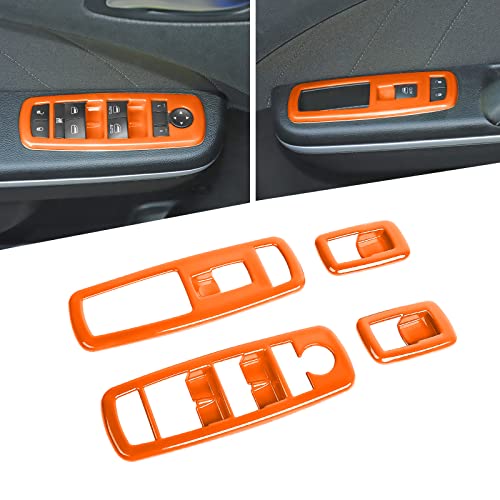 Voodonala Window Lift Switch Power Window Control Regulator Button Embellishment Trim for 2011-2025 Dodge Charger Durango, for 2010-2017 RAM, Interior Accessories ABS Orange 4pcs - color: Orange, size: 2010-2017