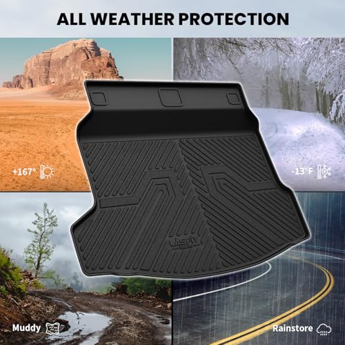 LASFIT Trunk Mat for Honda Civic Hatchback 2022-2026 & Civic Hatchback Hybrid 2025-2026, All Weather TPE Custom Fit Trunk Liner Cargo Mat Cargo Liner with Subwoofer, Black - style: 1）For Honda Civic Hatchback | 2022-2026 | Trunk Mat