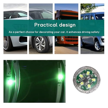 Dickno 4 PCS Wireless Car Door LED Warning Lights, 5 LED Roadside Auto Flashing Safety Signal for Anti Rear End Collision, Universal Strobe Light for Car SUV Truck (Green) - color: Green