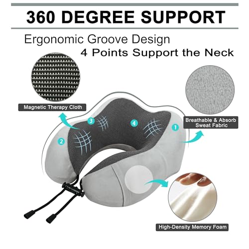 urnexttour Travel Pillow and Blanket Set Neck Pillows Travel Essentials with Sleep Mask for Airplane Car Memory Foam Grey - color: A-grey