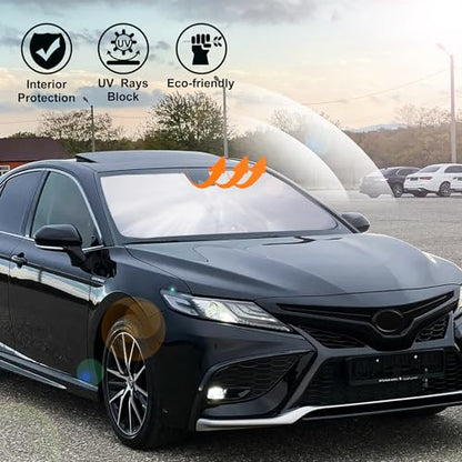 Windshield Sun Shade Custom Fit 2018-2024 2025 2026 Toyota Camry LE XLE Hybrid SE XSE Sedan Accessories Front Foldable Window Sunshade - size: Fit Toyota Camry 2018-2026