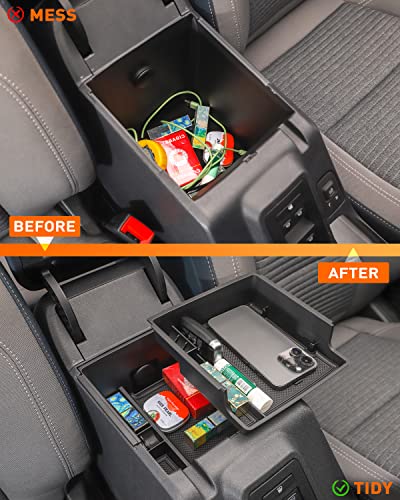 Savadicar Center Console Organizer – 2PCS Armrest Storage Tray for 2021 2022 2023 2024 Ford Bronco (Not for 2025 Version and Sport models), ABS Three-Tier Divider Insert, Black Interior Accessory