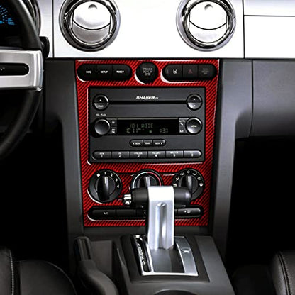 Car Carbon Fiber Decal Center Console CD Panel Sticker for Ford Mustang GT Shelby 2005 2006 2007 2008 2009 S197 Accessories - color: Center Console CD Panel