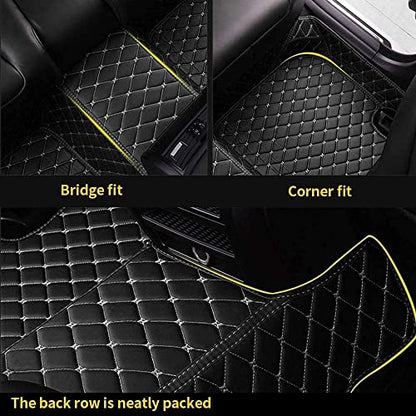 Custom Making Car Floor Mats for 90% Car Model Luxury Leather All Weather Waterproof Anti-Skid Full Coverage Liners (Beige) - color: beige
