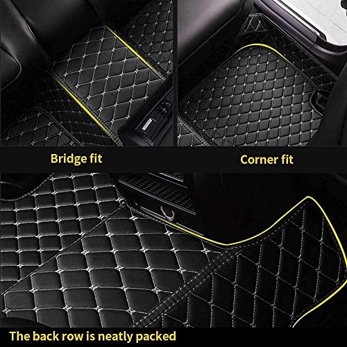 Custom Making Car Floor Mats for 90% Car Model Luxury Leather All Weather Waterproof Anti-Skid Full Coverage Liners (Black Beige) - color: black beige