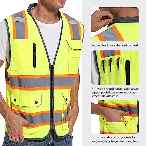 ArcRidge Reflective Safety Vest for Men and Women - High Visibility Construction Vest - Dual Tone Reflective Strips - color: Yellow, size: X-Large