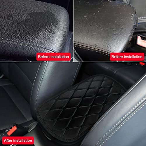 Auto Center Console Pad, PU Leather Car Center Console Box Cushion, Non Slip Soft Armrest Seat Box Cover, Waterproof Vehicle Armrest Protector, Car Accessories for SUV, Car (Rhombic Lattice Black) - color: Rhombic Lattice Black