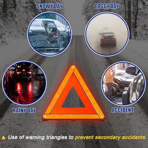NYXOVA Warning Triangle Kit, Reflective Warning Road Safety Triangle Kit, Foldable Safety Triangle Kit Road Emergency Warning Reflector (5 Pack)