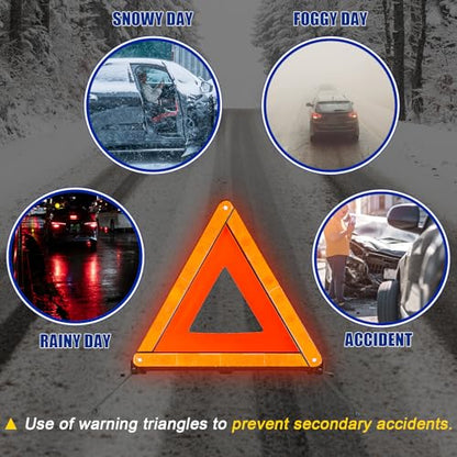 NYXOVA Warning Triangle Kit, Reflective Warning Road Safety Triangle Kit, Foldable Safety Triangle Kit Road Emergency Warning Reflector (5 Pack)