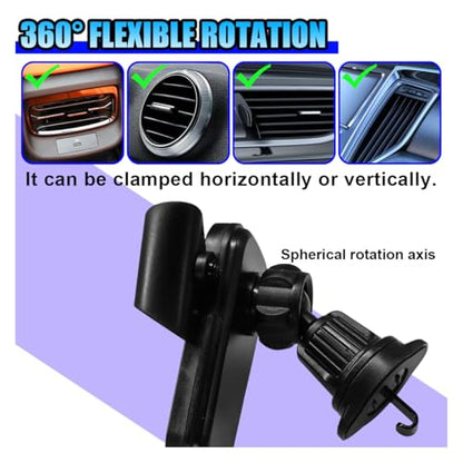 YoRise Car Phone Holder Mount for Air Vent, Universal 360° Rotation Auto Air Vent Cell Phone Holder with Wider Clamp & Metal Hook, Automobile Phones Stand Cradle for All Smartphones (Black)