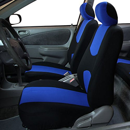 FH Group Car Seat Covers Front Set in Cloth-Car Seat Covers for Low Back Car Seats with Removable Headrest,Universal Fit,Automotive Seat Covers,Washable Car Seat Cover for SUV,Sedan, Van Blue - color: Blue, style: Seat Cover Front Set