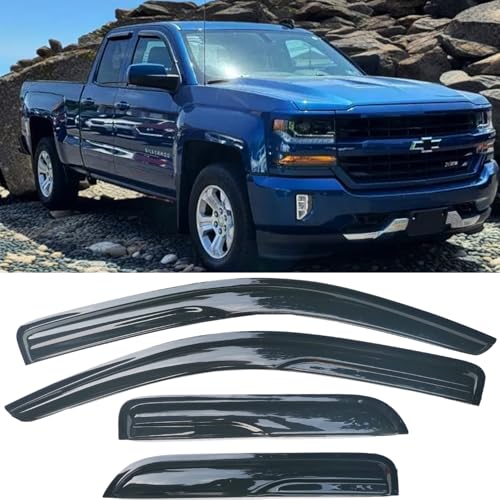 Window Visors Rain Guards Side Wind Deflectors for Chevy Silverado/GMC Sierra 1500 2500HD 3500HD Double/Extended Cab 2014-2018, Vent Guard Shade Sun 94528 - size: For Silverado 14-18 Extended Cab