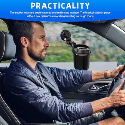 Recessed Folding Cup Drink Holder, Premium Quality Sturdy Folding Car Console Bottle Can Holder, Adjustable Automotive Drink Holder with Suction Cup, Car Accessories