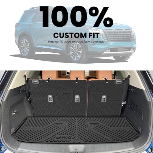 LASFIT Floor Mats & Cargo Mat for Nissan Pathfinder 7/8 Seats 2026 2025 2024 2023 2022, All Weather TPE Custom Fit Floor Liners for Pathfinder SV/SL/Platinum Car Mats & Trunk Mats Accessories, Black - size: 1)For Nissan Pathfinder | 2022-2026
