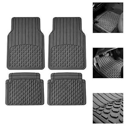 FH Group 4 Piece Liners Trimmable Climaproof™ Vinyl Car Floor Mats- Full Set with Premium Trimmable Vinyl Cargo Liner- Universal Fit for Cars Trucks and SUVs (Gray) - color: Gray