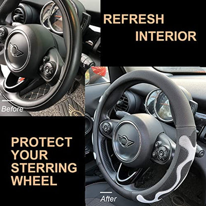 PINCTROT Comfy Grip Steering Wheel Cover, Anti-Slip Design, Universal 14.5-15 Inch(Silicone White) - color: 5.White, size: Medium(Standard) Size[14 1/2''-15'']