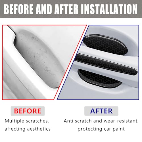 8Pcs Car Door Handle Bowl Sticker, Reflective Car Door Handle Paint Scratch Protector, Self-Adhesive Scratch Collision Protection Guard, Auto Exterior Decor Universal for SUV Truck RV (Black)
