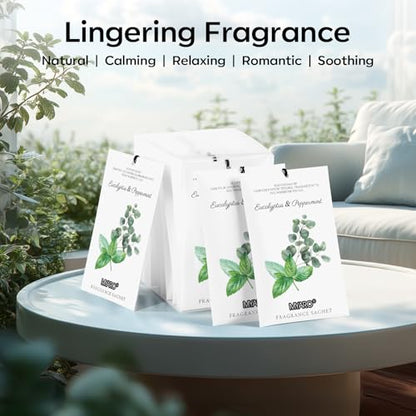 MYARO 12 Packs Eucalyptus Mint Scented Sachets for Drawer and Closet, Long-Lasting Closet Sachet Bags Drawer Deodorizers Fresh Scents, Home Fragrance Air Freshener - color: Eucalyptus Mint