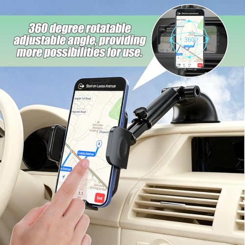 Car Phone Holder, Strong Suction Cup Vehicle Windshield Dashboard Air Vent Cellphone Mount, 360° Rotating Adjustable Smartphone Holder, Universal Automotive Accessories (Red) - color: Red